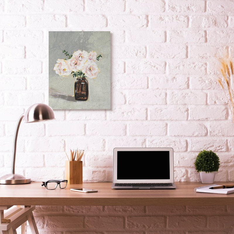 « fleur pot painting », impression sur toile, Toile, H 30 po x l 24 po x P 1,5 po