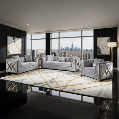 Arron Velvet Living Room Set
