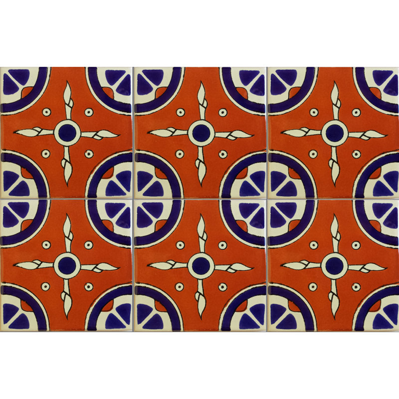 4,2 po x 4,2 po 9 pièces TalaMex carreau d'argile mexicain dosseret fait à la main Talavera mosaïque