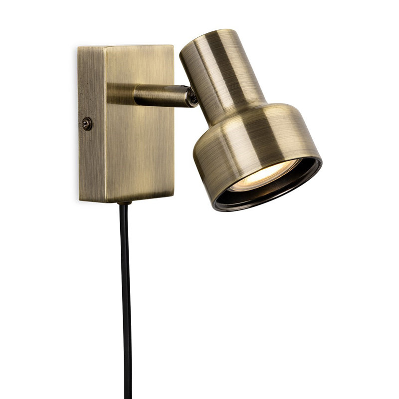 Plug-in Armed Sconce, Antique Brass