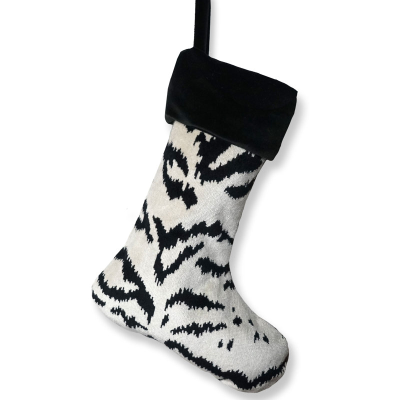 TIGRE DE STOCKAGE / VELOURS, Blanc cassé / noir