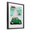 Père Noël au volant d'une voiture de Noël, reproduction encadrée sous verre, conception de Jilly Jack Designs-414402329-414402335