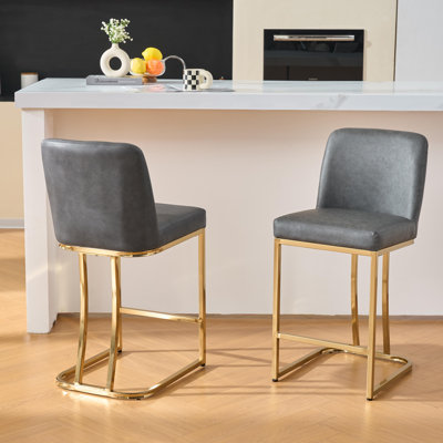 Upholstered Counter Stool With Metal Frame
