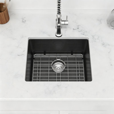 Light Luxury Black Granite Sink — 21-Inch Undermount Quartz Kitchen/Bar Prep Sink