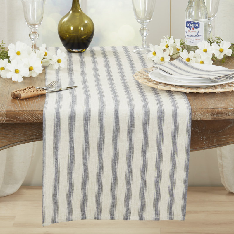 Classic Striped Pure Linen Table Runner
