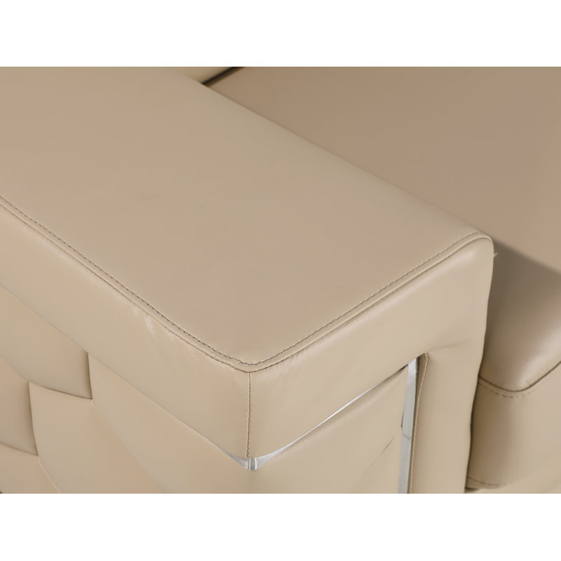 Charliee Genuine Leather Loveseat, Beige