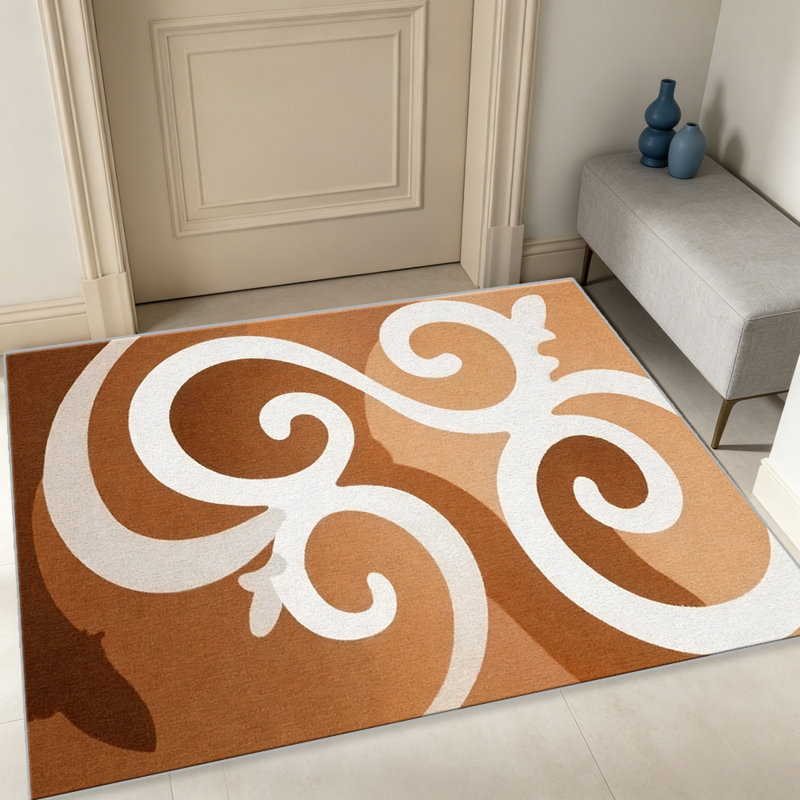 Rust Swirl carpet-easy to clean, machine-washable, soft and comfortable; suitable for door mats, kitchens, living rooms, bedrooms, corridors, and laundry areas. Easy to clean, durable carpet for home decoration.
