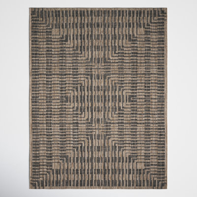 Tiza Brown Black Geometric Outdoor Rug