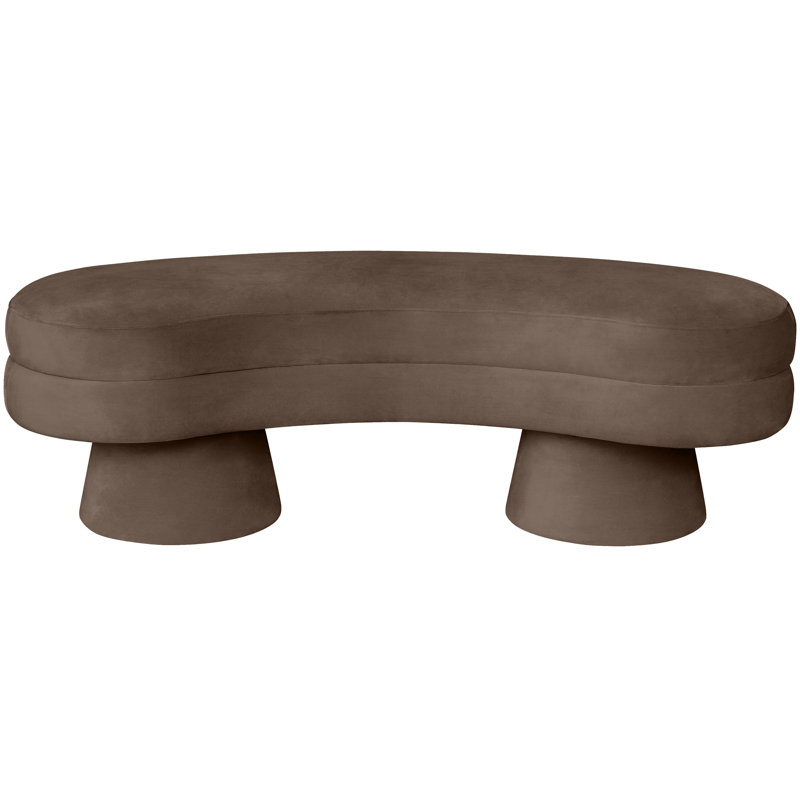 Banc rembourré en velours brun Zenna, Velours brun