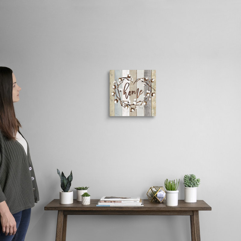 Reproduction d’art textuel sur toile, "maison en coton" par Marla Rae, Toile tendue, H 12 po x l 12 po x P 1,25 po