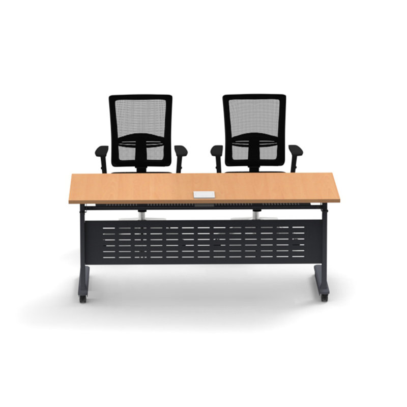 Lueseal Rectangle 2 Person Flip Top 72'' L Modular Training Table and Chair Set with Casters and Modesty Panel and Cable Management