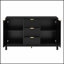 Buffet à motif ondulé - 3 tablettes réglables, 3 tiroirs, portes à fermeture en douceur et poignées en métal pour un rangement moderne