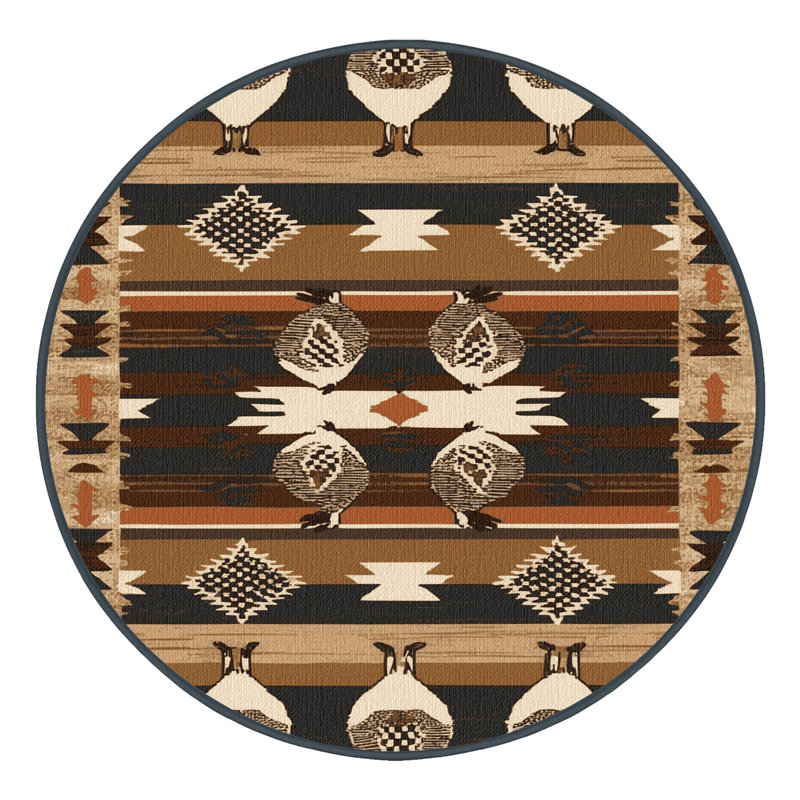 Washable Mountain Lion Southwestern Area Rug, Round 3' x 3'