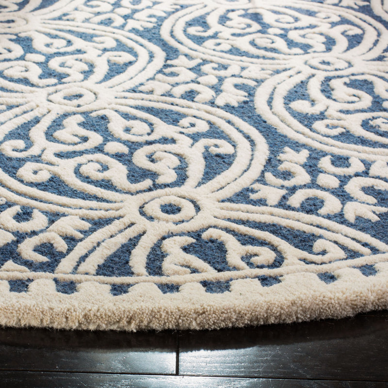 Tapis géométrique en laine touffeté à la main Sadik, Rond 6 pi