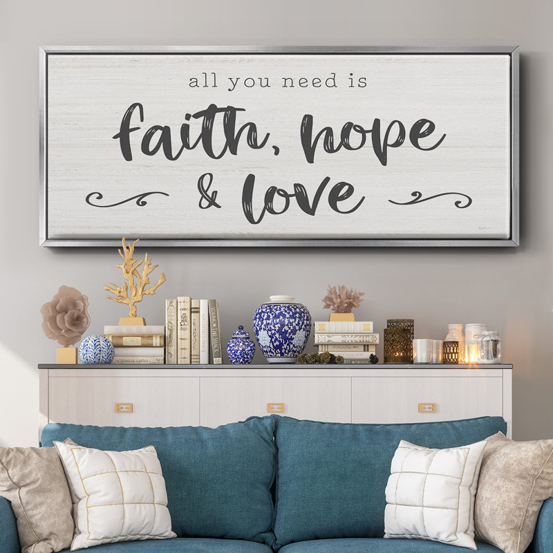Faith Hope Love - toile encadrée, H 20 po x l 50 po