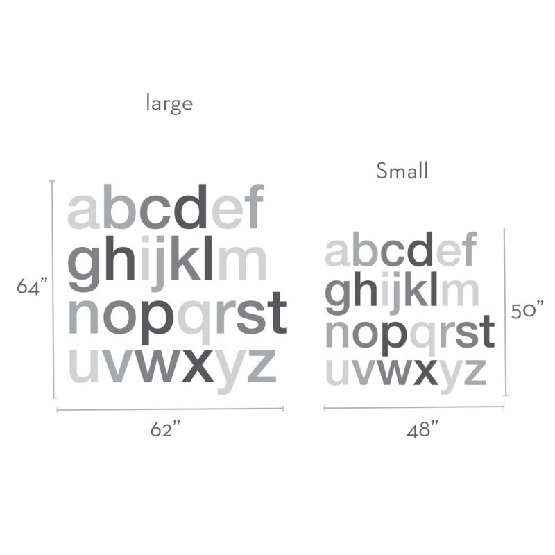 Alphabet Wall Decal Small Scheme A, 50" H x 48" W