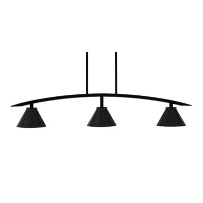 Luminaire îlot 3 lumières avec abat-jour conique en métal Kurve