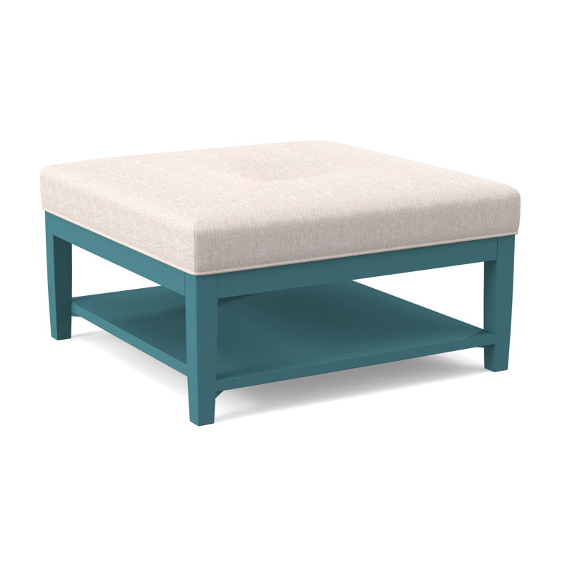 Hammond Square Ottoman, White Sugar Performance; 0863-91, Nickel Finish