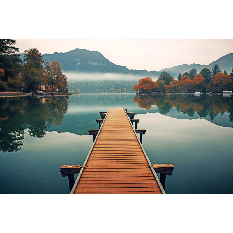 «Autumn Pier Tranquility», art mural sur toile tendue, H 12 po x l 16 po