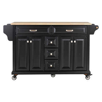 Kitchen Island With Rubber Wood Countertop