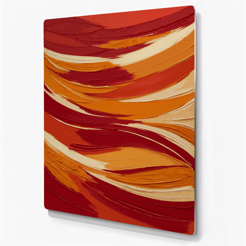 Paysage abstrait, art mural en métal rouge 10, H 11 po x l 14 po