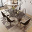 Table de salle à manger pour 6 à 8 personnes, avec plateau rectangulaire en pierre frittée et base en acier gris acier-131989933-131989934-131989935