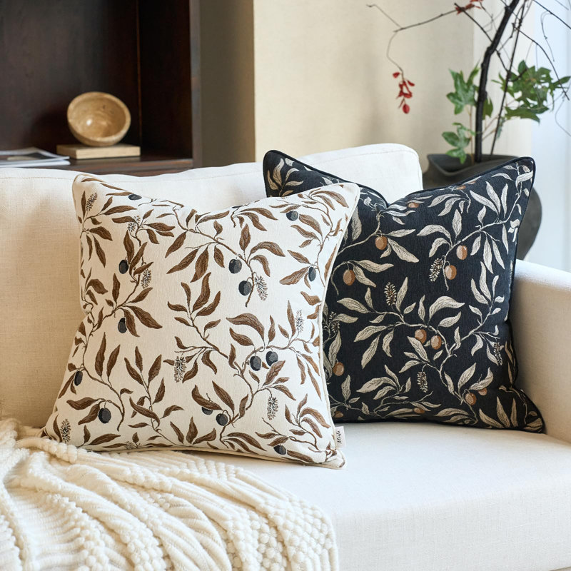 Housse de coussin beige à motif floral 20 x 20 pouces Sqaure Luxury