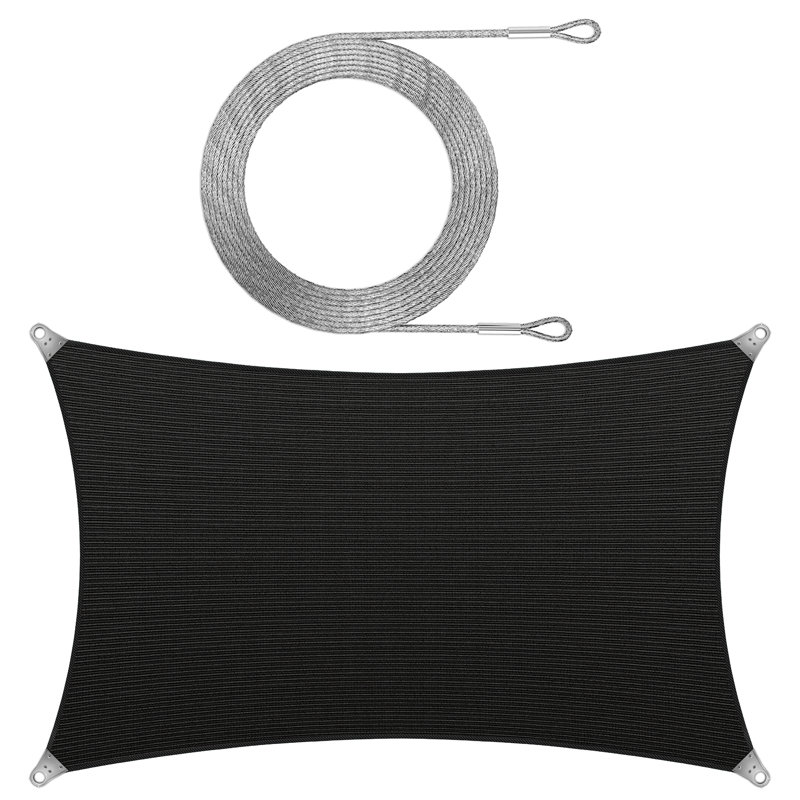 Toile d'ombrage rectangulaire, 8 pi x 12 pi, Noir