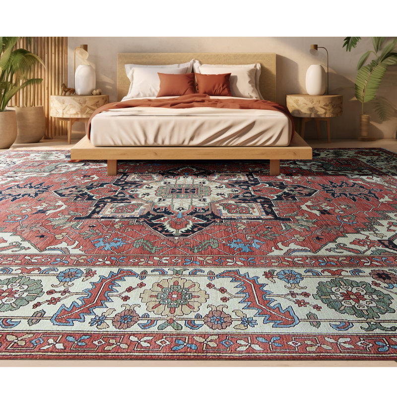 One-of-a-Kind Hand-Knotted High-Quality Red/Green/Black/Blue Area Rug