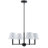 Costa 4-light 28" Mid-century Modern Black Chandelier with Iron Frame and White Linen Shades for Dining Room.-1667455886