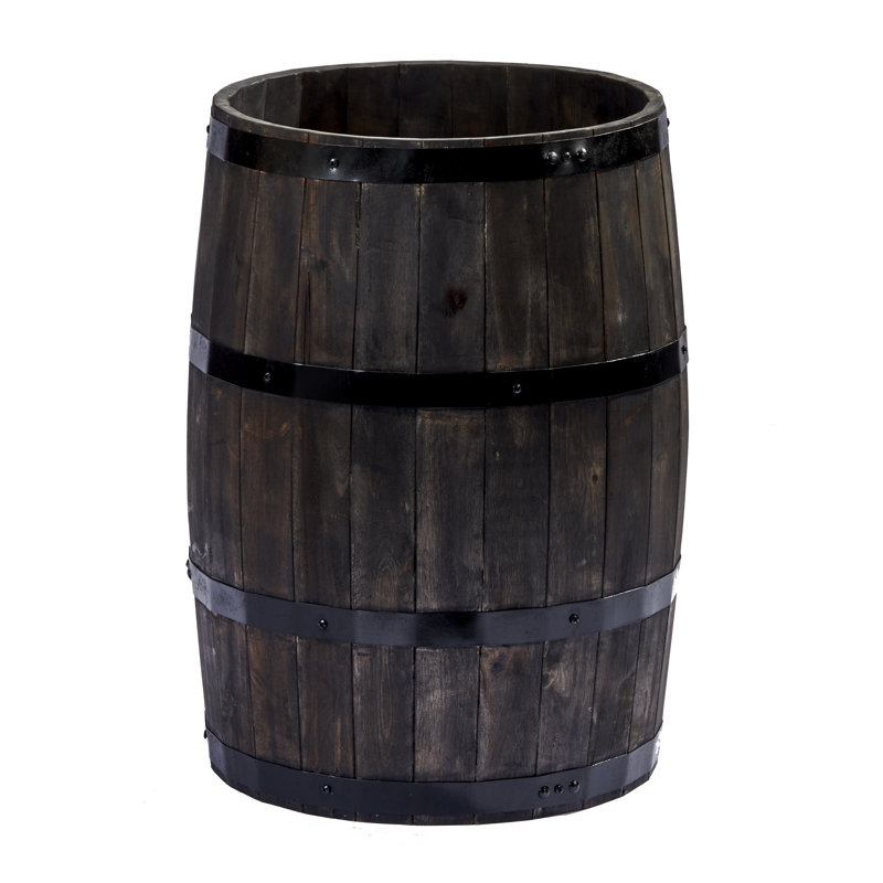 20" Acacia Wood Drum Barrel, Brown, 20" H x 13" W x 13" D