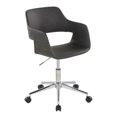 Chaise de travail contemporaine en métal chromé et similicuir