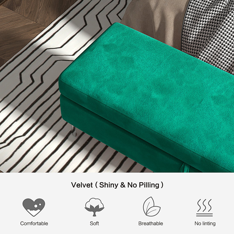 Banc de rangement rembourré Alliber, Vert