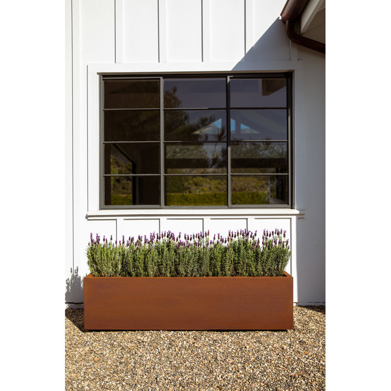 Corten Steel Series Long Box Planter, 16.25" H x 60" W x 15" D