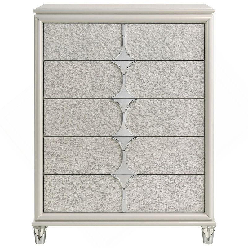 Commode de chambre blanche à 5 tiroirs