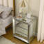 Commode à miroir Flash Flash avec trois tiroirs - et matériau en verre pour le rangement à la maison