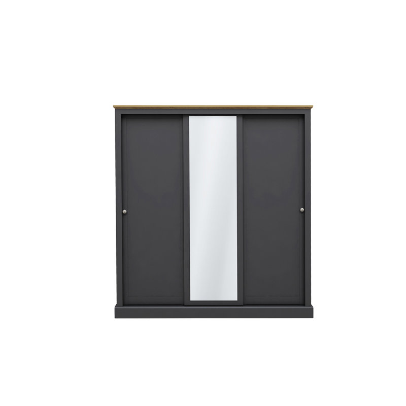 Artur 3 Door Manufactured Wood Wardrobe, Charcoal