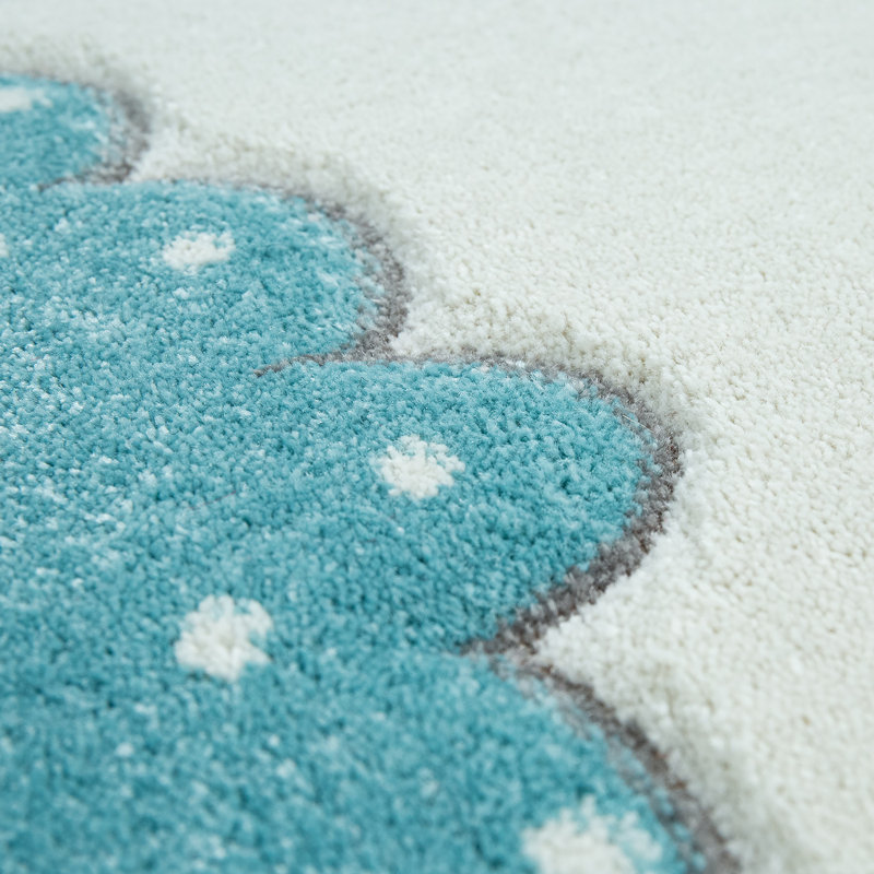 Tapis bleu / gris Petterson, Rond 3 pi 11 po