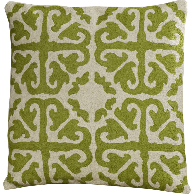 Embroidered Canvas Reversible Throw Pillow, 18" x 18", Orange Sunburst