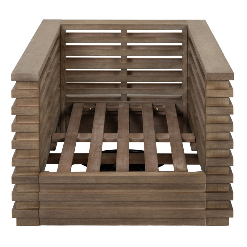 Fauteuil pivotant en eucalyptus Tortuga