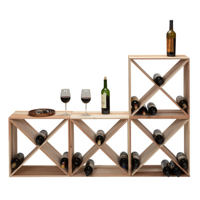 4 Pack Genesy 24 Bottle Solid Wood Floor Stackable Wine Bottle Rack by Latitude Run