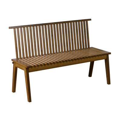 Folding Slatted Backrest Solid Wood Bench by Ebern Designs