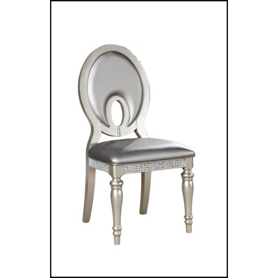 Chaises d'appoint contemporaines argentées avec dossier découpé et revêtement en similicuir pour les salles à manger élégantes