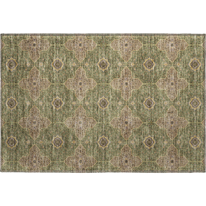 Premium Machine Washable Mayfield AMF2410 Oriental Rug, Olive, 2'6" x 3'10"