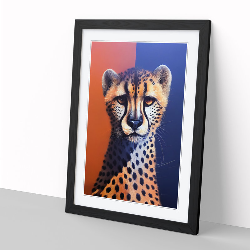 Cheetah Painting Vol.2 - Picture Frame Print, 34cm H x 25cm W, Walnut Framed