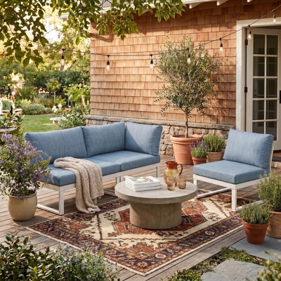 Anusri 3-Person Modular Aluminum Patio Sectional
