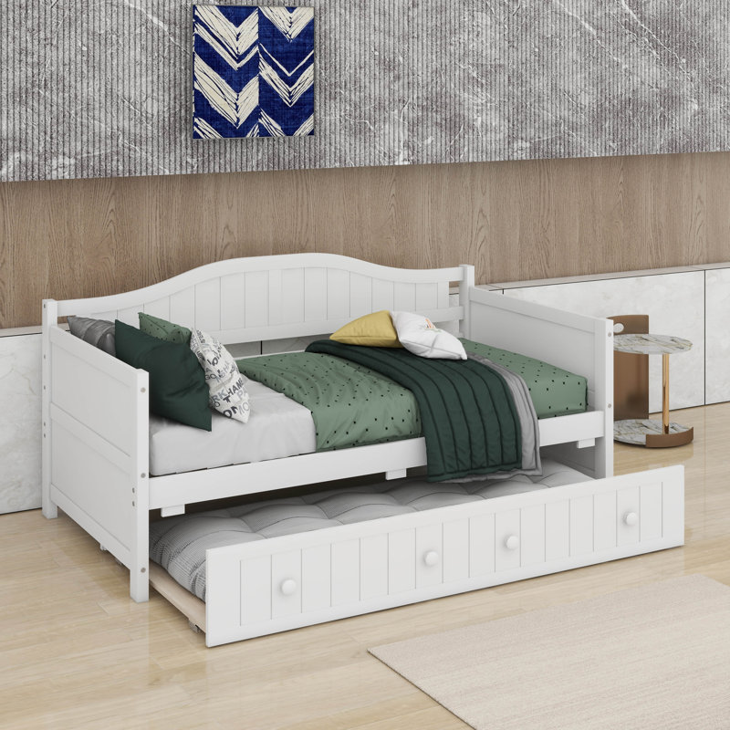 Lit de jour simple en bois avec lit gigogne