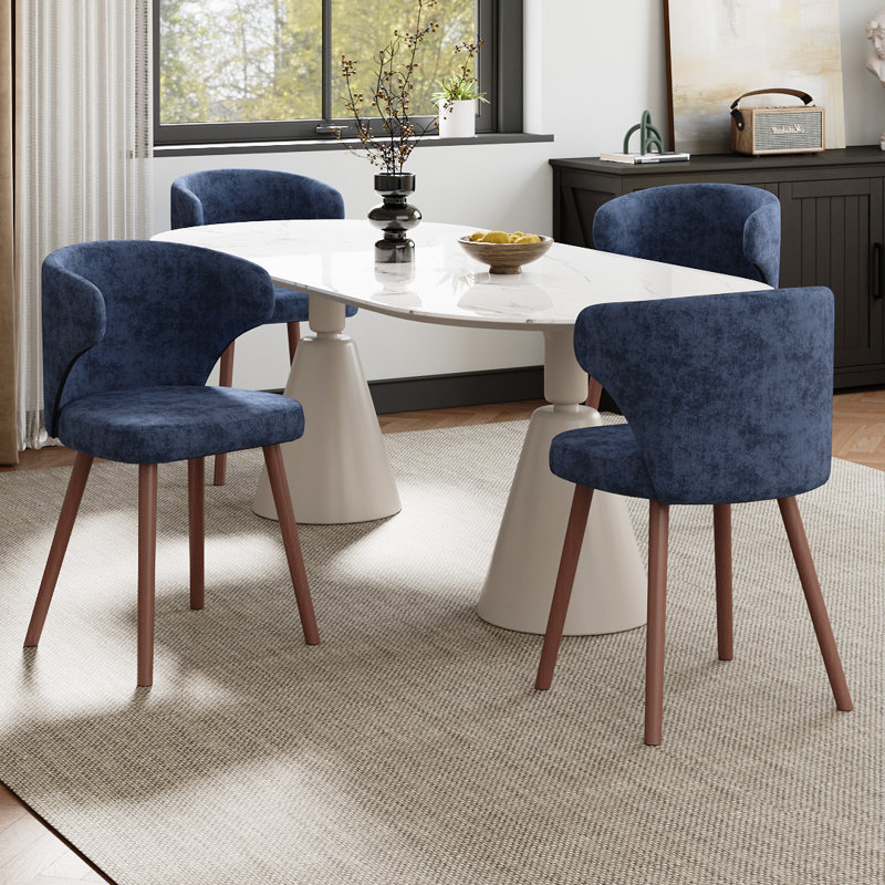 35cm H Upholstered Back Side Chair, Blue