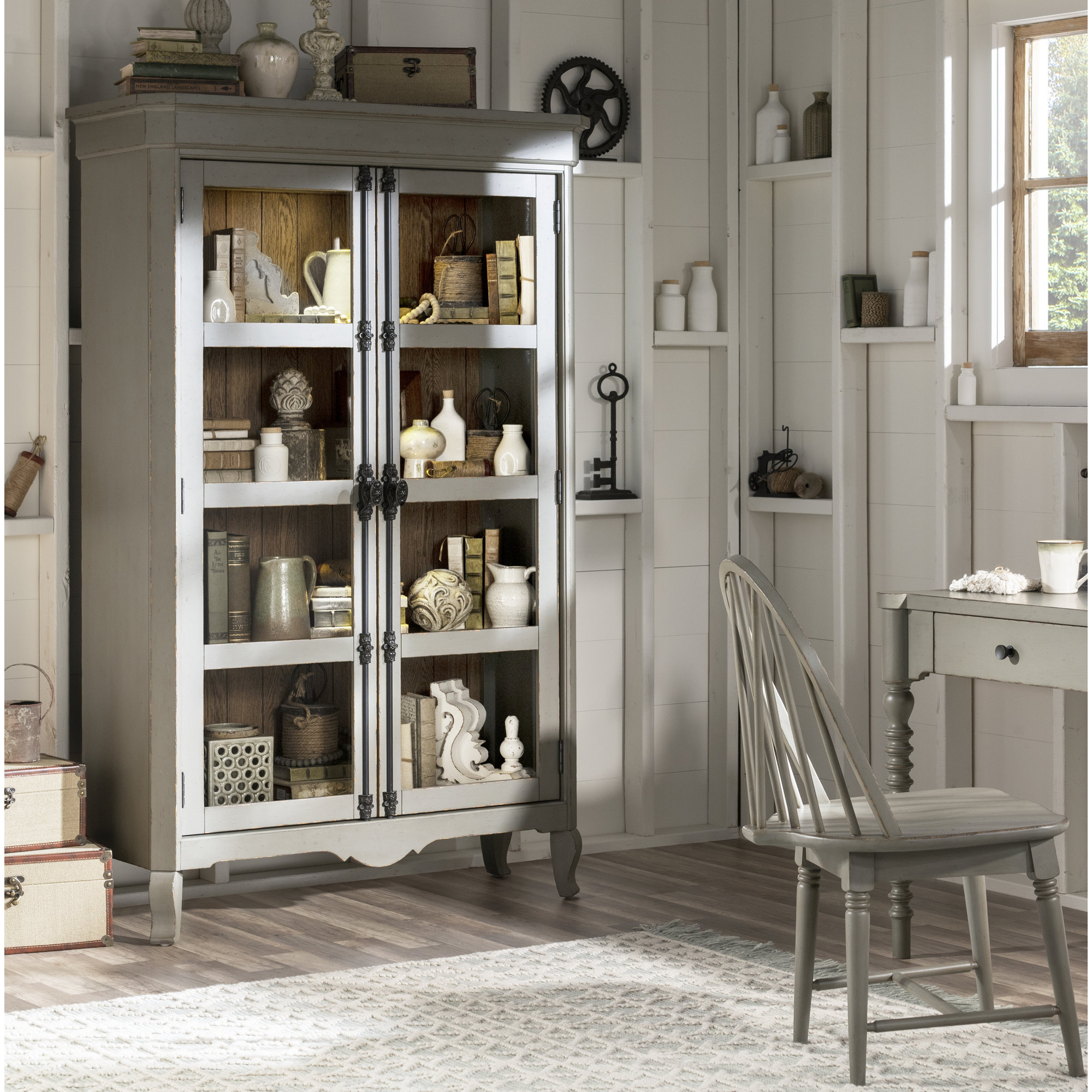 Country Living Display Cabinet 1, Gray/Brown
