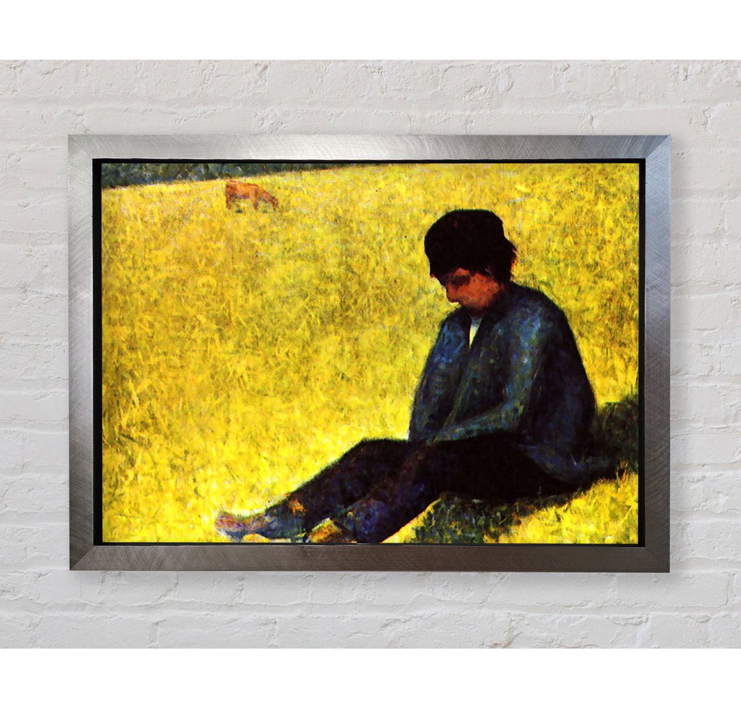 Seurat Boy Sitting On A Lawn - Einzelner Bilderrahmen Kunstdrucke